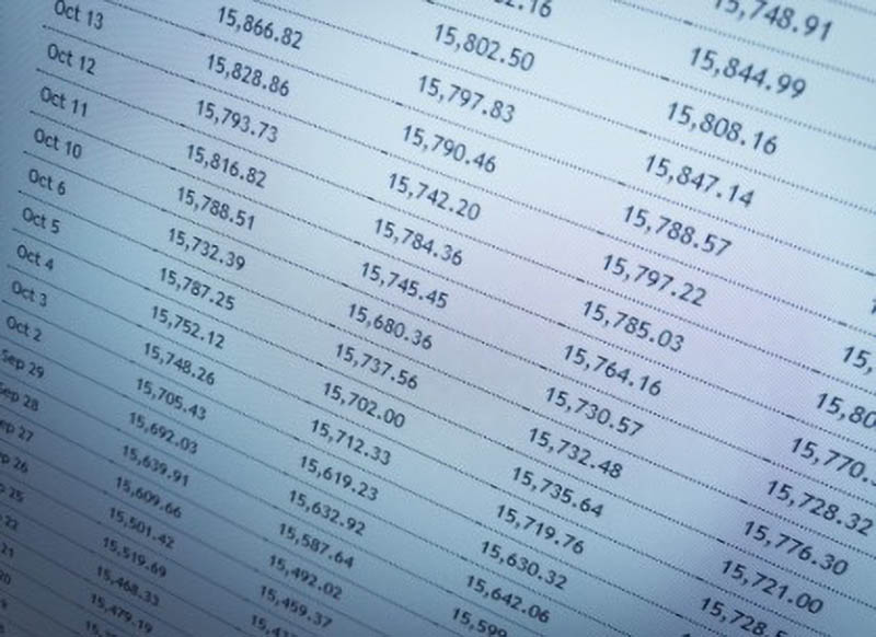 Manual data entry on a screen.